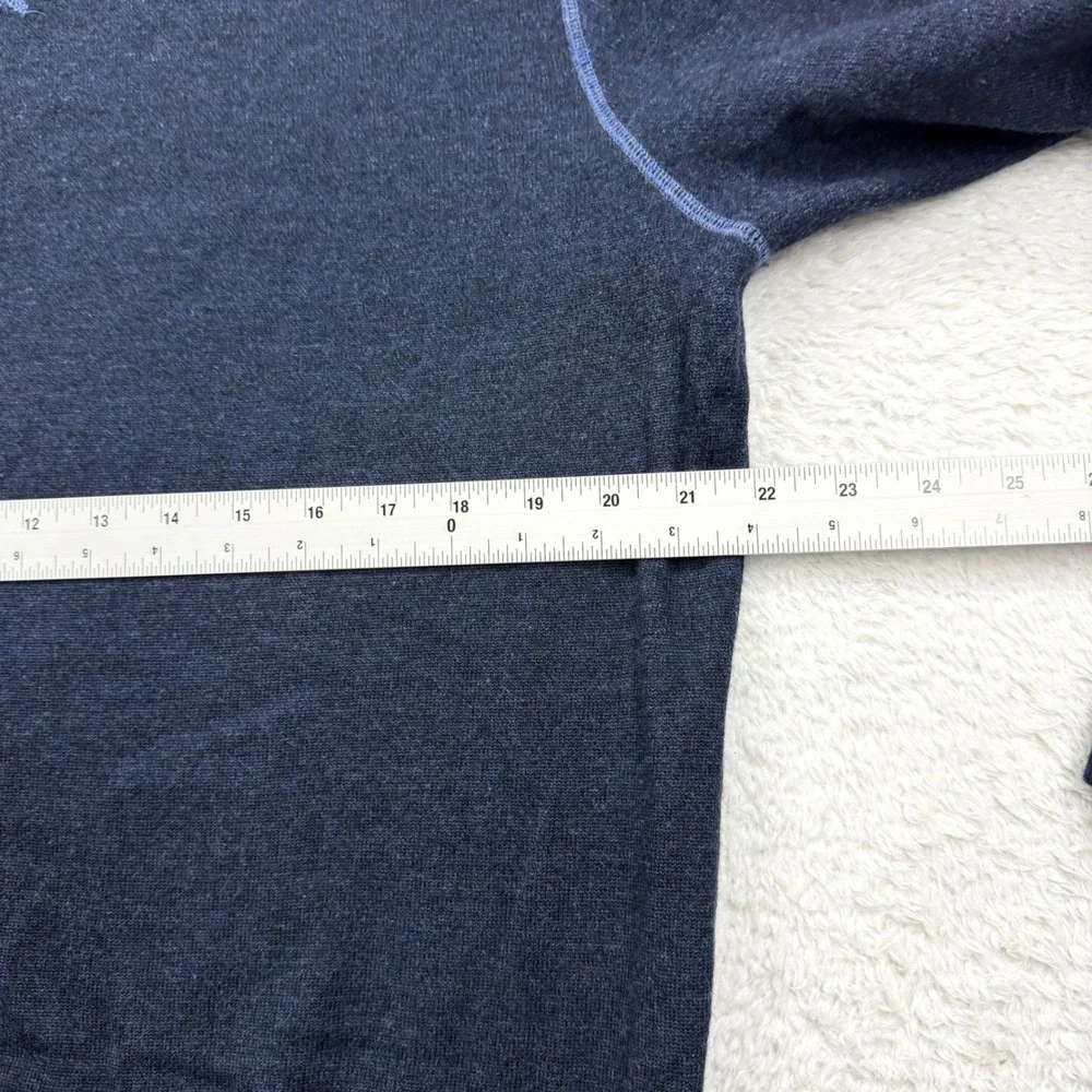 Orvis Mens Merino Wool Cotton Blend‎ Crewneck Sweater Navy Blue Heather Large